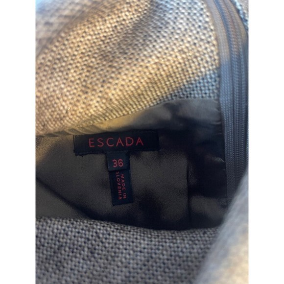 Escada Brown Silver Wool Blend Lined Cowl Neck Midi Length Dress Sz US …‎ - Picture 8 of 10